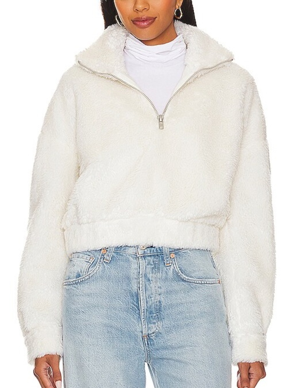 LPA Cream Teddy Half-Zip Jacket